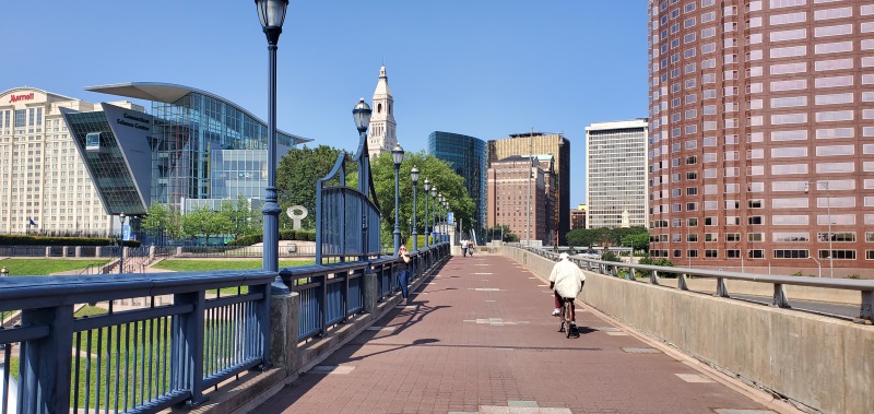 Hartford Riverfront with Bicyclist