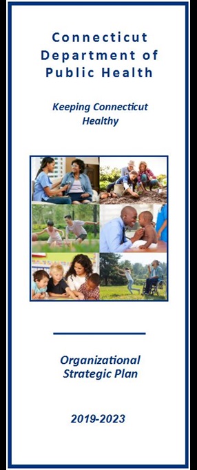 This is the cover image of the CT DPH strategic plan brochure in English. 