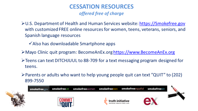 Cessation resources offered free of charge