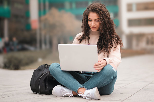 person using laptop
