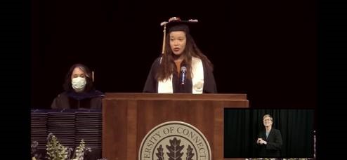 Gabbie giving the commencement speech